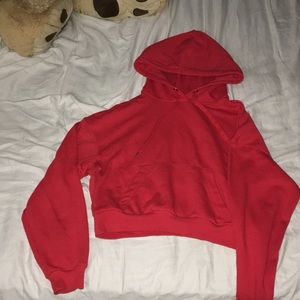 Red cropped hoodie
